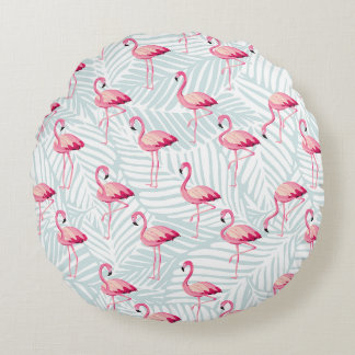 Rosa Flamingo & Handflatan Löv - Cute Rund Kudde