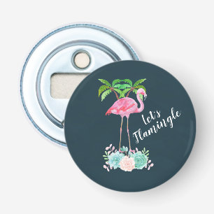Rosa Flamingo & Handflatan träd Låt oss Flamingle Flasköppnare