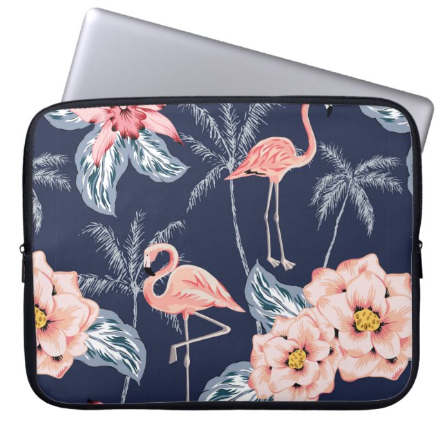Rosa flamingo, handflatan träd, ro, orkidblomma, l laptop fodral (Framsidan)