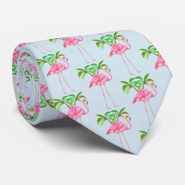 Rosa Flamingo Handflatan träd Tropical Stil Slips (Rullad)