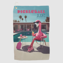 Rosa Flamingo Handflatan Vår Pickleball Clip Towel
