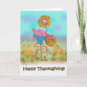 Rosa Flamingo Happy thanksgiving Pumpkin Card Helgkort