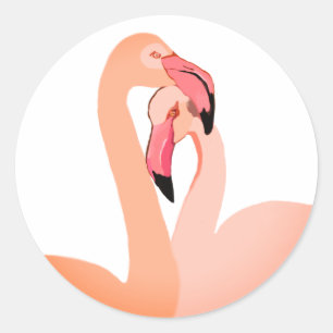 Rosa Flamingo Heart Sticker,Valentine Runt Klistermärke
