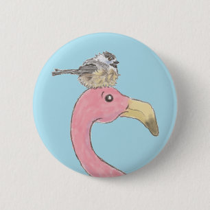 Rosa Flamingo hittar Flockknappstift Knapp