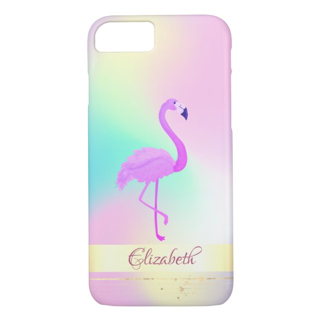 Rosa Flamingo Holography Ombre Case-Mate iPhone Skal (Baksida)