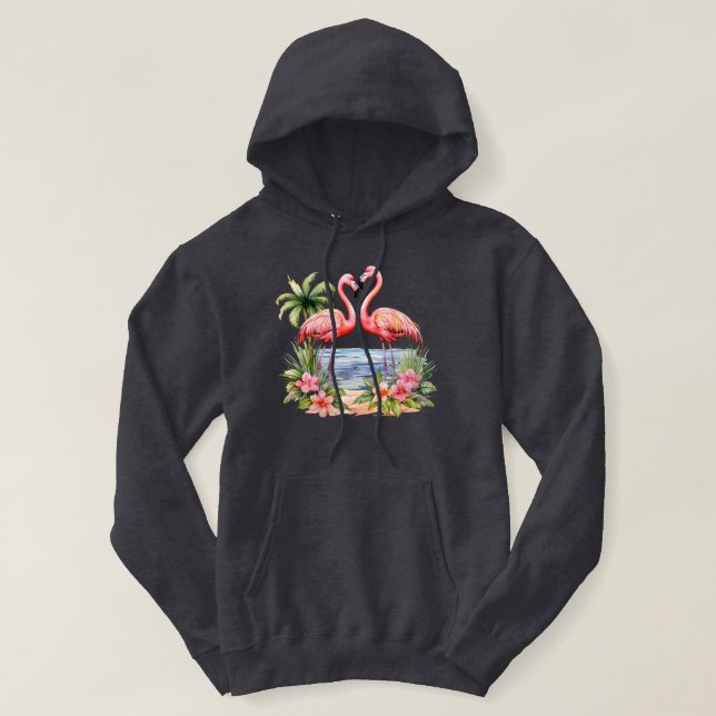 Rosa Flamingo Hooded Sweatshirt (Design framsida)