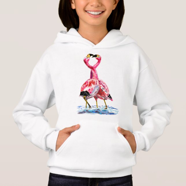 Rosa Flamingo Hoodie T Shirt (Framsida)