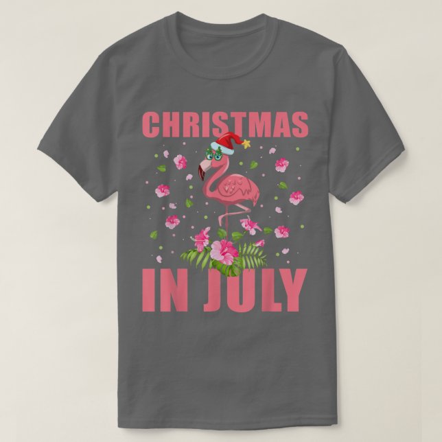 Rosa Flamingo i jultomten Juli i juli T Shirt (Design framsida)