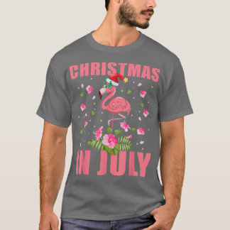 Rosa Flamingo i jultomten Juli i juli T Shirt