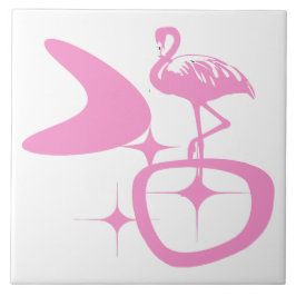 Rosa Flamingo i moderårhundradets moderna atomretr Kakelplatta