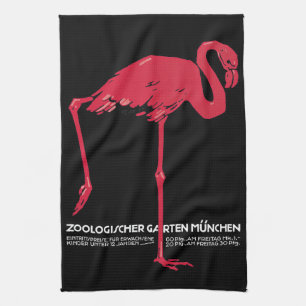 Rosa flamingo i München Zoo i Tyskland Kökshandduk