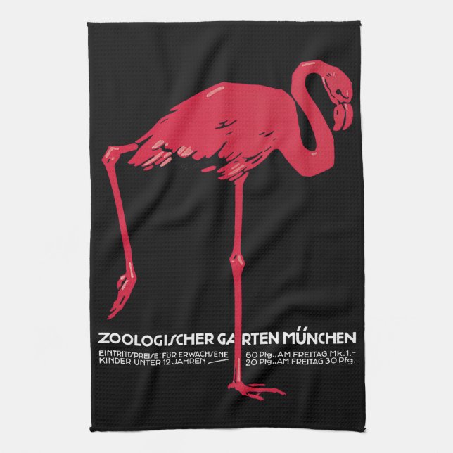 Rosa flamingo i München Zoo i Tyskland Kökshandduk (Vertikal)