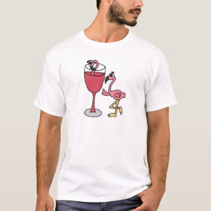 Rosa Flamingo i rodna vinexponeringsglas T-shirt