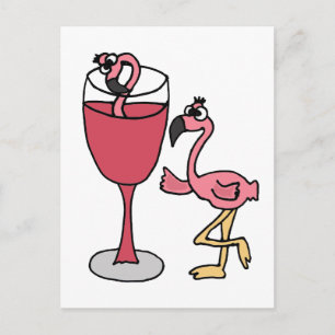 Rosa Flamingo i rosévinglas Vykort