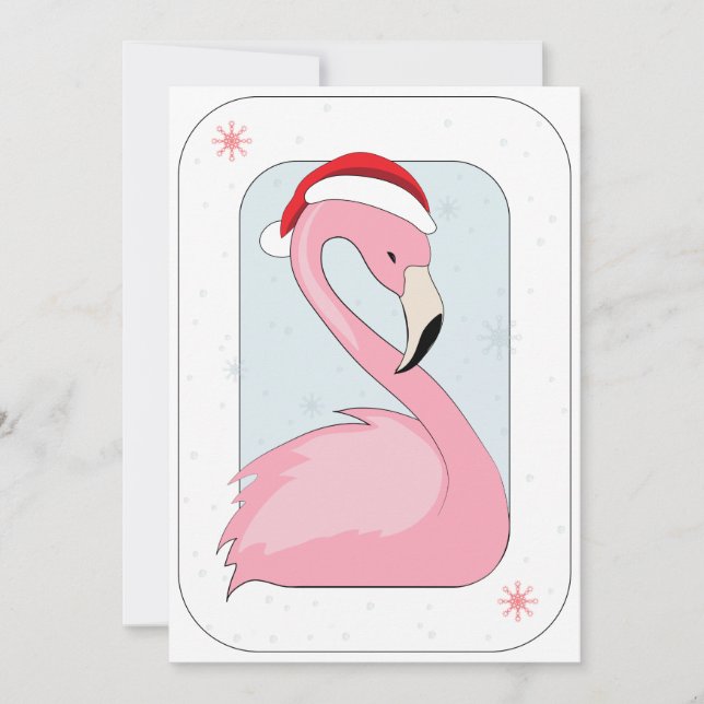 Rosa Flamingo i Santa Hat Julkort (Framsida)