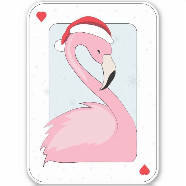 Rosa Flamingo i Santa Hat Klistermärken (Framsida)