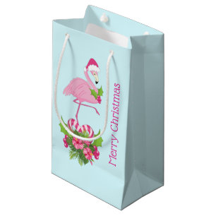Rosa Flamingo i Santa Hat med Candy cane Bouquet