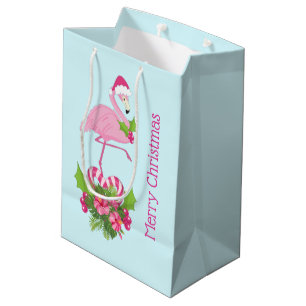 Rosa Flamingo i Santa Hat med Candy cane Bouquet