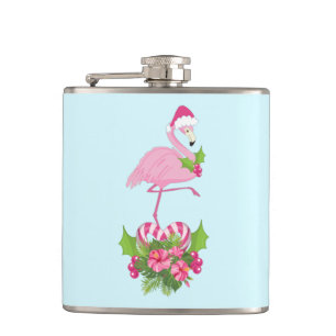 Rosa Flamingo i Santa Hat med Candy cane Bouquet Fickplunta