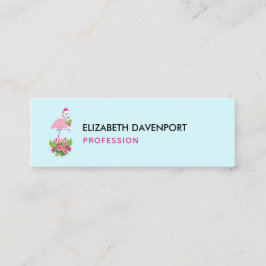 Rosa Flamingo i Santa Hat med Candy cane Bouquet Mini Visitkort