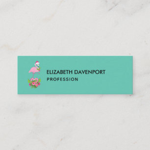 Rosa Flamingo i Santa Hat med Candy cane Bouquet Mini Visitkort