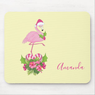 Rosa Flamingo i Santa Hat med Candy cane Bouquet Musmatta