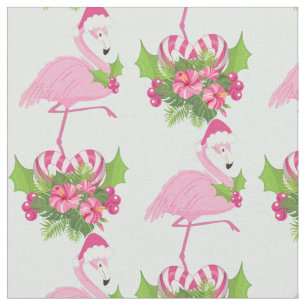 Rosa Flamingo i Santa Hat med Candy cane Bouquet Tyg