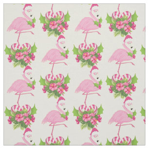 Rosa Flamingo i Santa Hat med Candy cane Bouquet Tyg