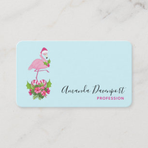 Rosa Flamingo i Santa Hat med Candy cane Bouquet Visitkort