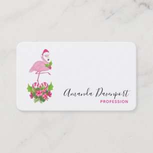 Rosa Flamingo i Santa Hat med Candy cane Bouquet Visitkort