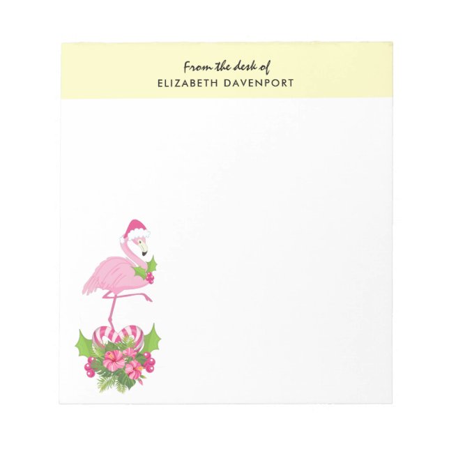 Rosa Flamingo i Santa Hat Whimsical jul Anteckningsblock (Framsida)