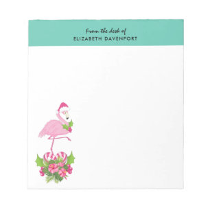 Rosa Flamingo i Santa Hat Whimsical jul Anteckningsblock