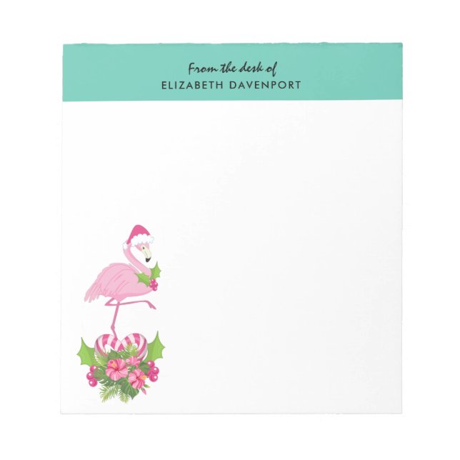 Rosa Flamingo i Santa Hat Whimsical jul Anteckningsblock (Framsida)