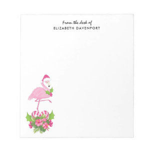 Rosa Flamingo i Santa Hat Whimsical jul Anteckningsblock
