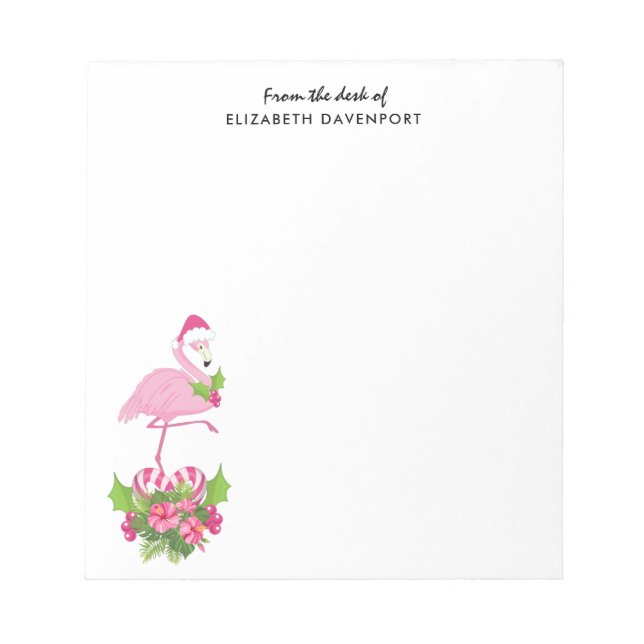 Rosa Flamingo i Santa Hat Whimsical jul Anteckningsblock (Framsida)