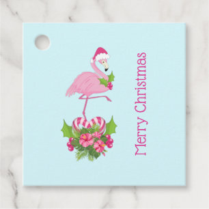 Rosa Flamingo i Santa Hat Whimsical jul Gåvor Etiketter