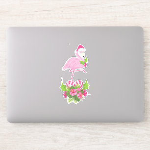 Rosa Flamingo i Santa Hat Whimsical jul Klistermärken