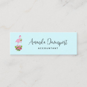 Rosa Flamingo i Santa Hat Whimsical jul Mini Visitkort