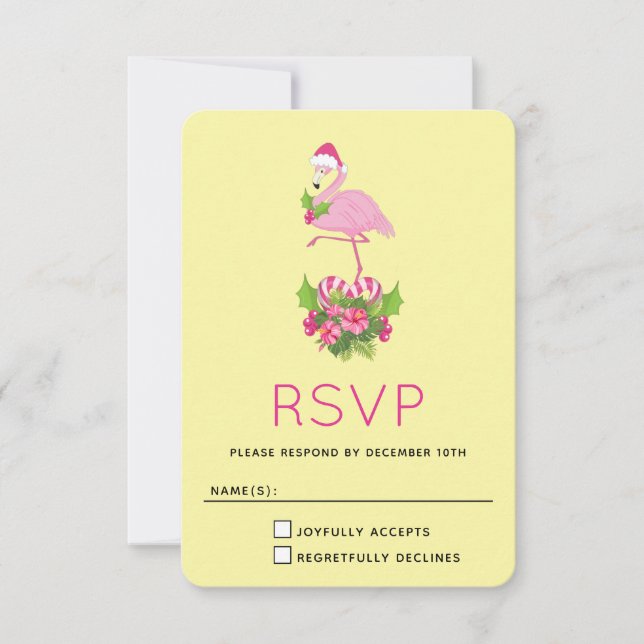 Rosa Flamingo i Santa Hat Whimsical jul OSA Kort (Framsida)