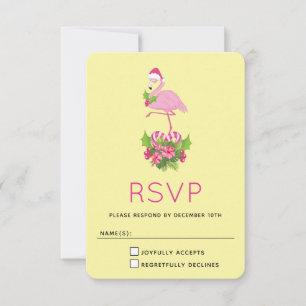 Rosa Flamingo i Santa Hat Whimsical jul OSA Kort