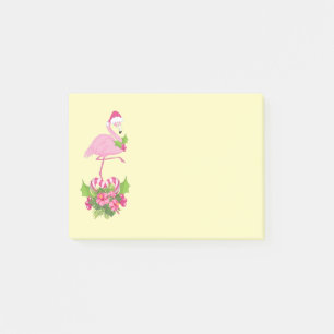 Rosa Flamingo i Santa Hat Whimsical jul Post-it Block