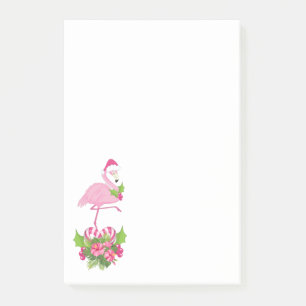 Rosa Flamingo i Santa Hat Whimsical jul Post-it Block
