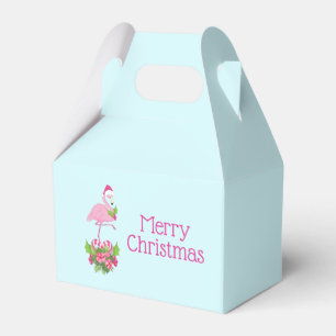 Rosa Flamingo i Santa Hat Whimsical jul Presentaskar