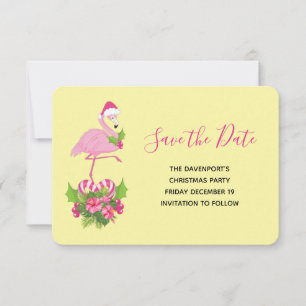 Rosa Flamingo i Santa Hat Whimsical jul Spara Datumet