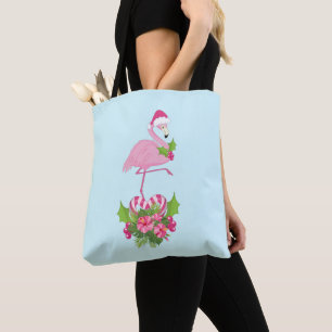 Rosa Flamingo i Santa Hat Whimsical jul Tygkasse