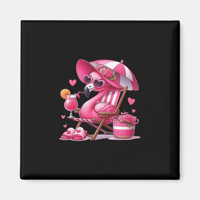 Rosa flamingo i stol med drink magnet (Framsidan)