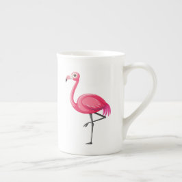Rosa flamingo i tecknad stil benporslin mugg