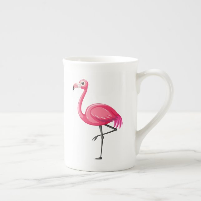 Rosa flamingo i tecknad stil benporslin mugg (Höger)