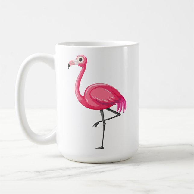 Rosa Flamingo i Tecknad Stil Kaffemugg (Vänster)