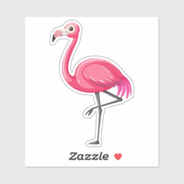 Rosa Flamingo i Tecknad Stil Klistermärken